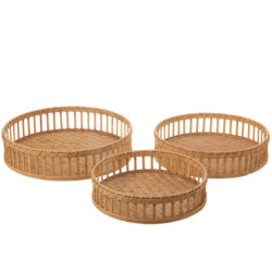 Set 3ks bambusových podnosů s okrajem Bamboi - Ø 47 * 13 cm