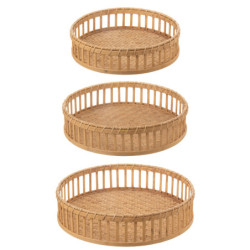 Set 3ks bambusových podnosů s okrajem Bamboi - Ø 47 * 13 cm