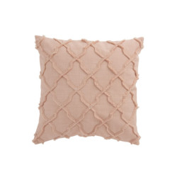 Růžový bavlněný polštář s třásněmi Rhombuses  - 43*43 cm