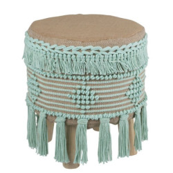 Béžovo - mintová stolička / podnožka Fringe mint - Ø 37*45cm