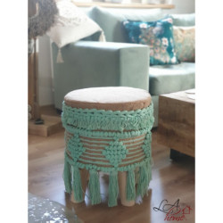 Béžovo - mintová stolička / podnožka Fringe mint - Ø 37*45cm