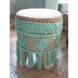 Béžovo - mintová stolička / podnožka Fringe mint - Ø 37*45cm