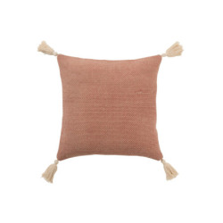 Staro-růžový bavlněný polštář se střapci Crocheted - 45*45 cm