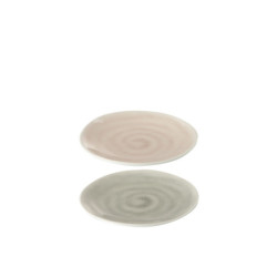 2 ks dezertních talířků Taupe se spirálou a popraskáním - 15*15*2 cm
