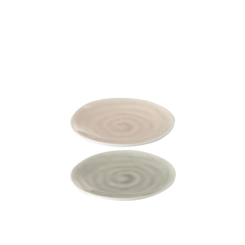 2 ks dezertních talířků Taupe se spirálou a popraskáním - 15*15*2 cm