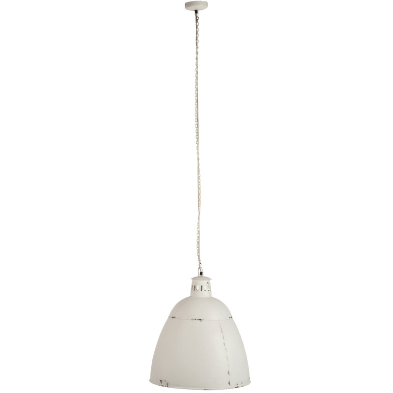 Bílá závěsná kovová lampa s patinou - 45*45*55 cm