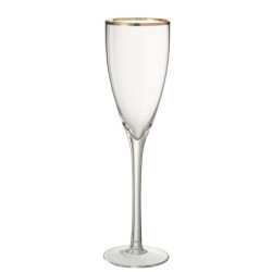 Sklenička na sekt se zlatým okrajem - 6,5*6,5*25 cm