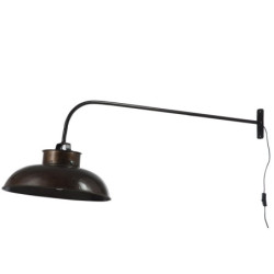 Tmavě hnědá nástěnná kovová retro lampa s patinou - 100*36,5*45 cm