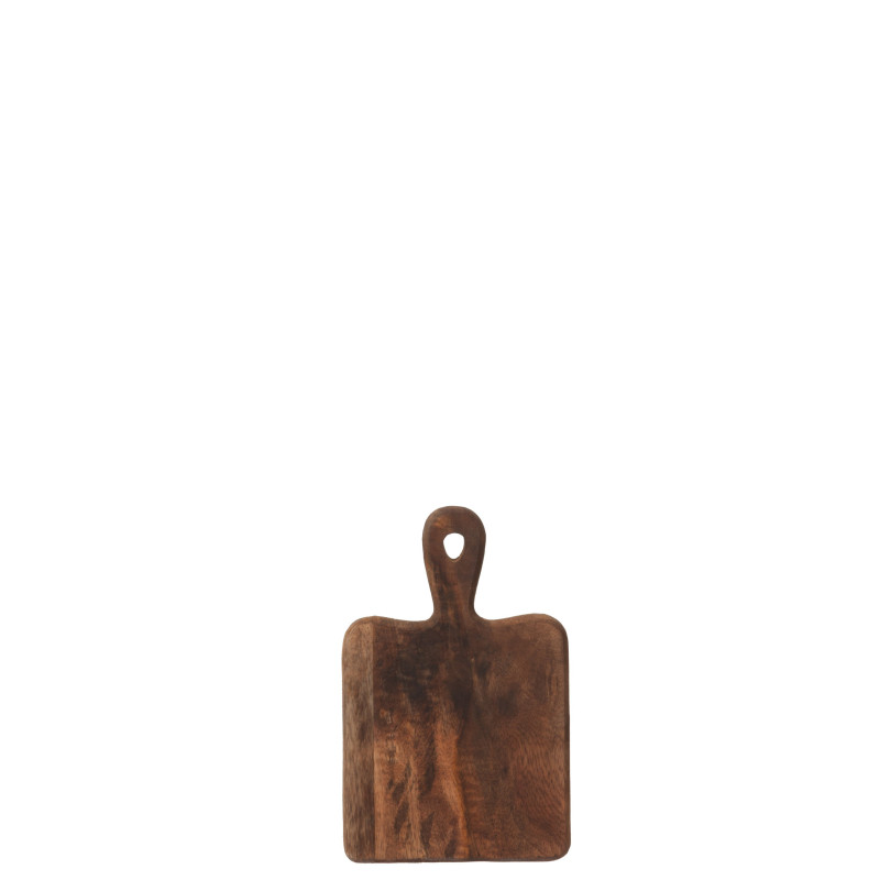 Tmavě hnědé dřevěné prkénko s rukojetí - 15,5*25*1,9 cm