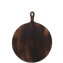 Tmavě hnědé kulaté prkénko s rukojetí - 50,5*39,8*1,7 cm