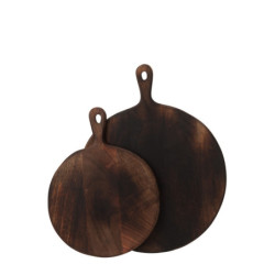 Tmavě hnědé kulaté prkénko s rukojetí - 50,5*39,8*1,7 cm