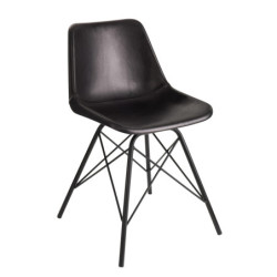 Černá designová židle Mocus potažená koženkou s kovovou konstrukcí - 46*49*79 cm