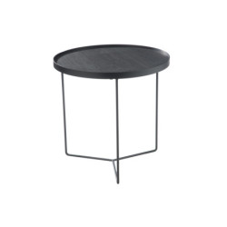 Dřevěný kulatý odkládací stolek s kovovou konstrukcí - Ø 50,5, v: 50 cm