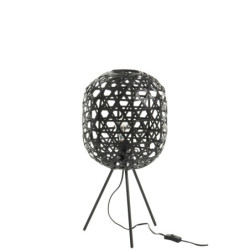 Vyplétaná černá stojací lampa Bambo z bambusových listů - Ø 29*59,5 cm