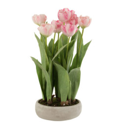Růžová dekorační kytička Tulipány v květníku - 30*31*48cm