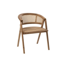 Hnědá dřevěná židle Ani Teak s bambusovým výpletem - 59*59*73cm