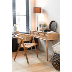 Hnědá dřevěná židle Ani Teak s bambusovým výpletem - 59*59*73cm