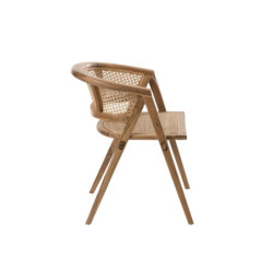 Hnědá dřevěná židle Ani Teak s bambusovým výpletem - 59*59*73cm