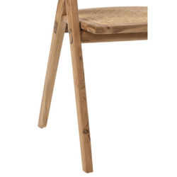 Hnědá dřevěná židle Ani Teak s bambusovým výpletem - 59*59*73cm