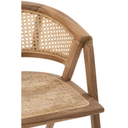Hnědá dřevěná židle Ani Teak s bambusovým výpletem - 59*59*73cm