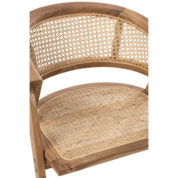 Hnědá dřevěná židle Ani Teak s bambusovým výpletem - 59*59*73cm