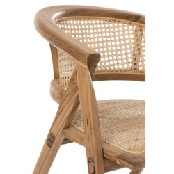 Hnědá dřevěná židle Ani Teak s bambusovým výpletem - 59*59*73cm