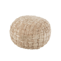 Béžový kulatý proplétaný puf Crocheted - Ø 48*35 cm