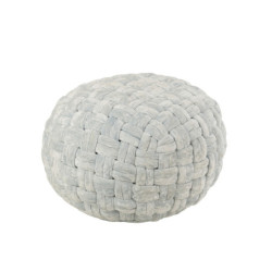 Světle modrý kulatý proplétaný puf Crocheted - Ø 48*35 cm