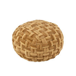 Zlatý kulatý proplétaný puf Crocheted - Ø 48*35 cm