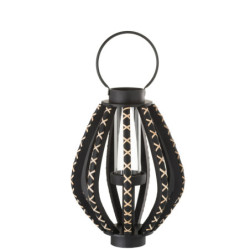 Černá dřevěná lucerna Reed black - Ø 33*45 cm