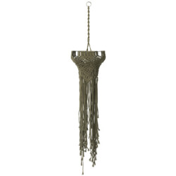 Zelené závěsné stínidlo s provázky Macrame  -  Ø 25*97 cm / E27