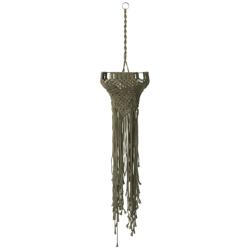Zelené závěsné stínidlo s provázky Macrame  -  Ø 25*97 cm / E27