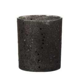 Černý skleněný svícen Baubles stars black  – Ø 9*10 cm