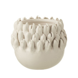 Krémový keramický obal na květináč Ibiza white - Ø 13*12cm