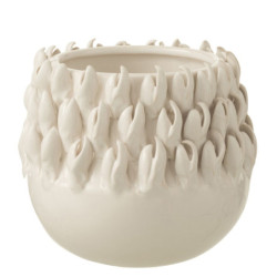 Krémový keramický obal na květináč Ibiza white - Ø 15*14cm
