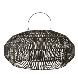 Závěsné černé ratanové stínidlo Drim - Ø 58*30 cm/ E27