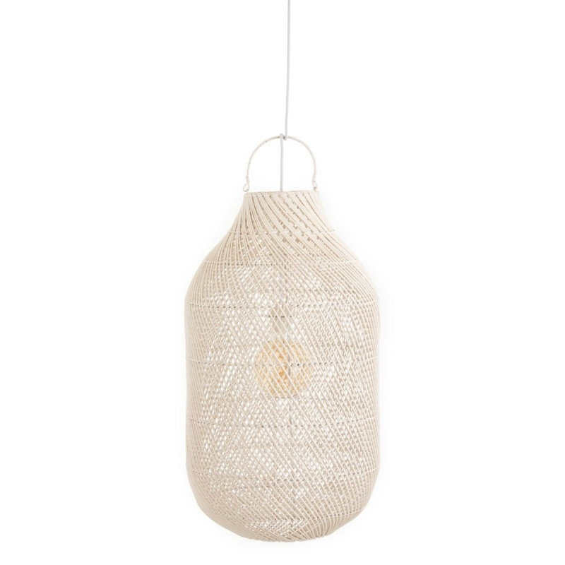 Závěsné bílé ratanové stínidlo Cylsha - Ø 40*75 cm/ E27