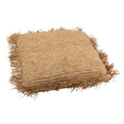 Přírodní lýkový podsedák / puf s třásněmi Raffia - 88*88*22cm