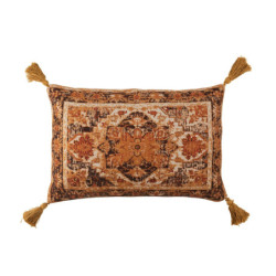 Okrový polštář se střapci zdobený ornamenty Vintage - 40*60 cm