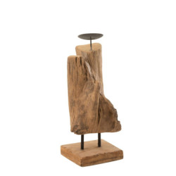 Dřevěný svícen v přírodním tvaru z teakového dřeva Trun S - 15*15*35 cm