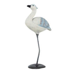Dekorace modro-bílý ptáček na kovové noze - 13*9*31 cm