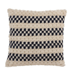 Krémovo - modrý polštář s kostkou Checkers - 45*45cm
