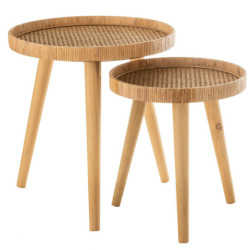Set 2ks kulatých ratanových stolků s výpletem Rattan Boom  - Ø 51*54cm