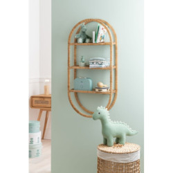 Nástěnná oválná ratanová polička Rattan Boom  - 56*20*110cm