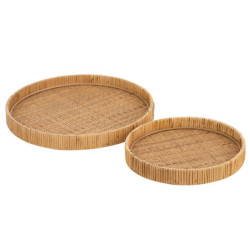 Set 2ks kulatý ratanový podnos Rattan Boom  - Ø 40*4 / Ø 30*4cm