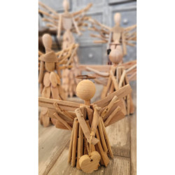 Přírodní dřevěný anděl z větviček se srdíčkem Heart branches - 23*10*22cm