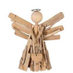 Přírodní dřevěný anděl z větviček se srdíčkem Heart branches - 32*15*30cm