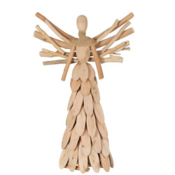 Přírodní dřevěný anděl z větviček se šátkem Scarf branches - 30*10*49cm