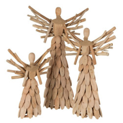 Přírodní dřevěný anděl z větviček se šátkem Scarf branches - 35*11*58cm