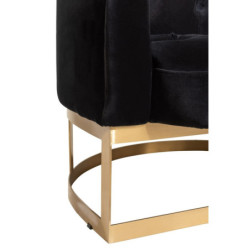 Antracitové sametové designové křeslo se zlatou podstavou Wilson - 90*76*74cm